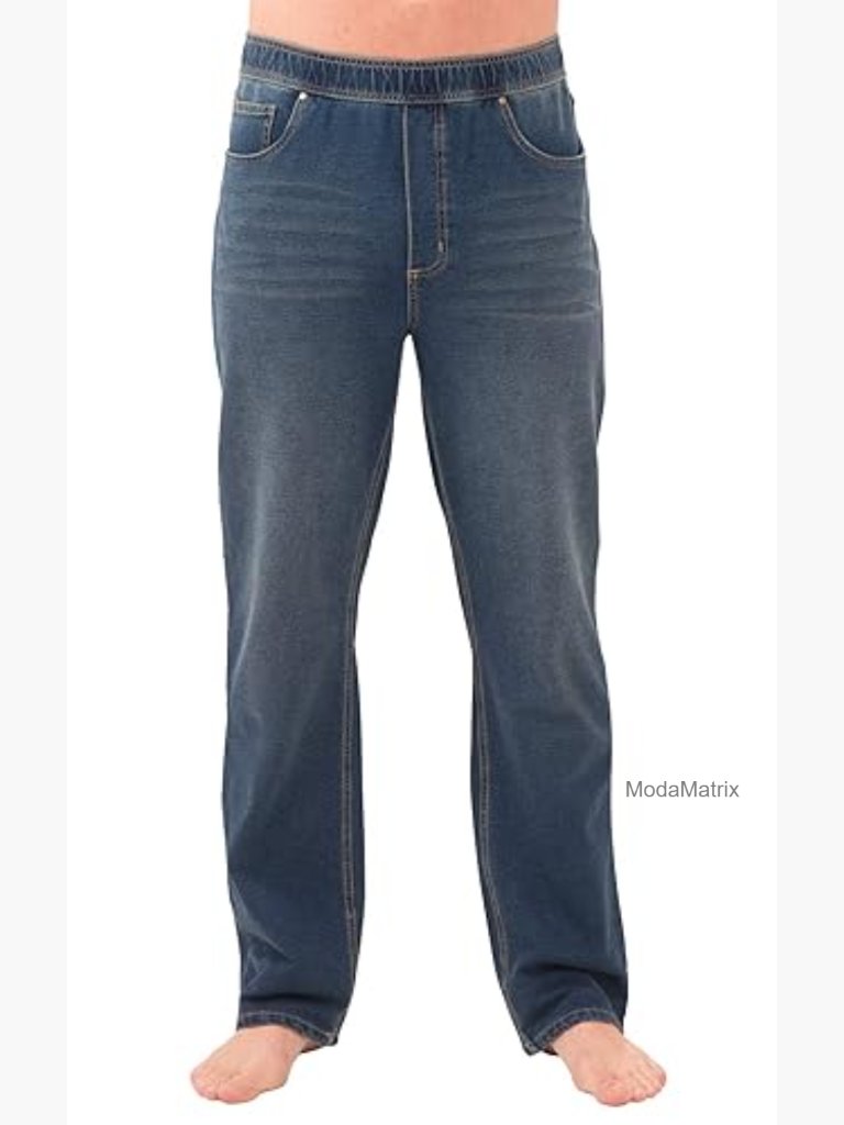 Elastic Waist Pull On Jeans - Straight Leg Men's Sweatpant Jeans Xl